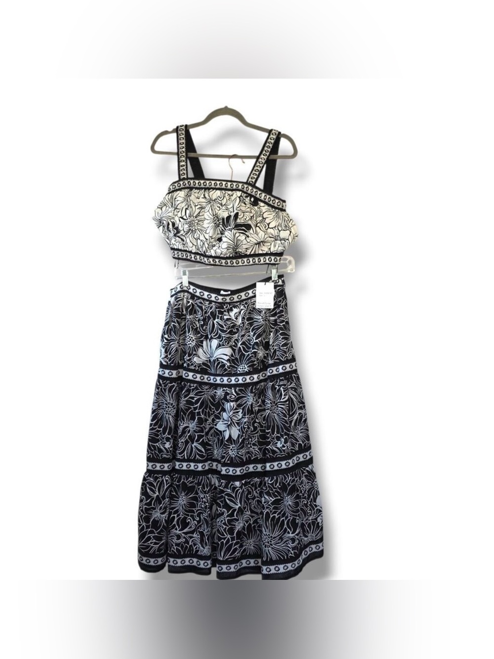 Japna Black and White Floral Midi Two-Piece Set